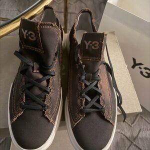 Y-3 Black Sneakers with Brown Accents